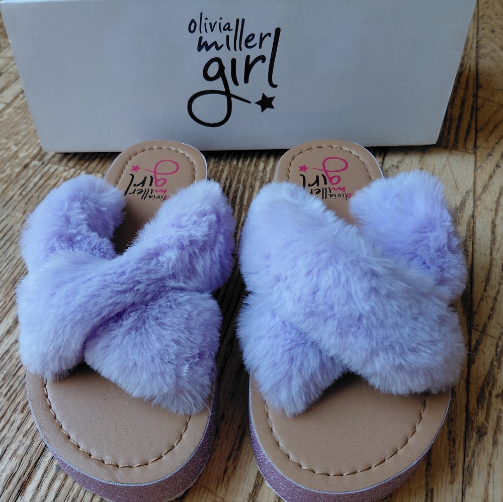 Olivia Miller Purple Girls Slip On Slippers Size 13 NWT